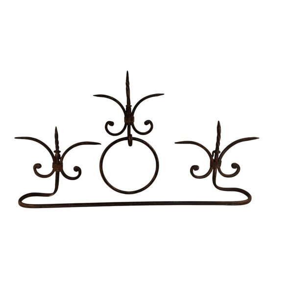 Rustic Metal Towel Bar & Towel Ring Set With Scroll Design For Country Western H - Picture 1 of 10
